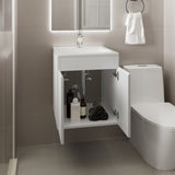 Bathroom Vanity Meka 45 with Two Drawers and Open Shelf, Wall-Mounted Storage, White B070P316859
