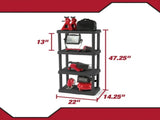 4-Shelf Plastic Storage Shelf, Black, 22" W x 14" D x 47" H 33111428