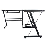 ZUN L-Shaped Durable Stalinite Splicing Computer Desk 402C Black 77159761