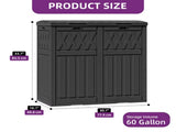 62 Gallon Dual Compartment Outdoor Garbage Bin, Waterproof Resin Trash Can with Tiered Lid & Drip 84236066