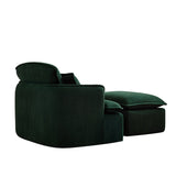 Convertible Compressed Sofa Chair with Ottoman, Modern Corduroy Fabric Armchair for Small Spaces, 37809310