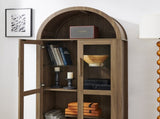 A high arched storage cabinet with a lamp, a modern retro-style wooden storage cabinet with 22213549