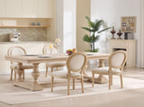 French Country Dining Chairs Set of 2, Upholstered Chairs with Round Back, Wire drawing and carving W3426P324272
