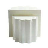 2PCS Set Side Table,Wavy Edges Design Fiberglass Coffee Table for Living Room,Bedroom,Modern Design W2582P313972