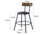 3-Piece Bar Table Set,Round Height Table and PU Upholstered Stools with Backrest, Industrial 49003500