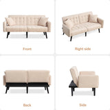 ZUN Futon Sofa Bed, 56" Loveseat Sofa Couches Mid Century Modern Couch Sleeper Sofa Bed with Adjustable W1521P289668