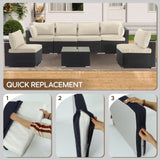 Cushion Covers for 7 Pcs Wicker Rattan Sectional Sofa, 14Pack Cushion Slipcovers Set W419P199031