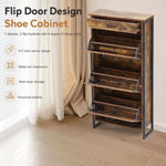 ZUN Shoe Cabinet with 3 Flip Drawers, Slim Freestanding Hidden Organizer with Drawer, metal handle W2948P245242