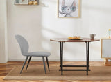 Light Grey Leather Dining Chair with Metal Legs, Shell Shape Upholstered Chair Set of 2 for Kitchen, T3967P484971