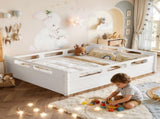 Queen Size Floor Platform Bed with Full-length Guardrails, Low Profile Queen Bed Frame, No Box W1580P438794