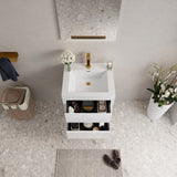 24" Wall-Mounted Bathroom Vanity with Sink, Floating Bathroom Storage Cabinet with Stone Resin W1573P211171