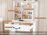 Modern Mini Dressing Table with LED-lit Mirror & Hidden Storage,Includes Padded Stool,Adjustable 17689128