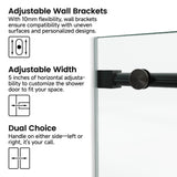 60*72" Fixed & Sliding Shower Door, Round Tube Hardware, Clear Glass Shower Door, 3/8 SGCC 85624409