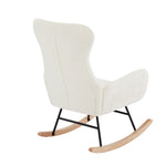 ZUN Cream white velvet rocking chair W58872237