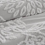 3 Piece Tufted Cotton Chenille Floral Comforter Set Warm Grey/White King/Cal King B035128914