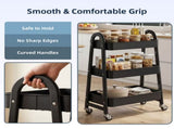 Utility Cart, Metal, 3Tier, Lockable Caster Wheels , 360&deg Rolling, Black 84442126