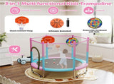 3-in-1 Kids Trampoline 60" with Basketball Hoop & Dartboard, Gap-Free Jumping Mat Toddler Trampoline 38668016