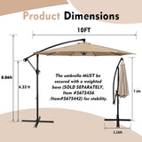 ZUN 10 ft. Steel Cantilever Offset Outdoor Patio Umbrella with Crank Lift - Beige W2181P181959