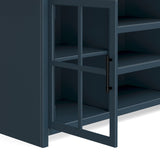 67 inch TV Stand Console for TVs up to 80 inches, No Assembly Required, Blue Denim and Whiskey B108P160177