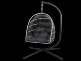 Foldable Hanging Egg Chair with Stand and Pillow, HDPE Rattan and Heavy Duty Aluminum-Steel Frame, W2500P369668
