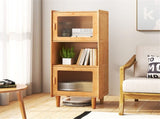 Natural Bamboo 3-Cube Storage Cabinet, Acrylic See-Through Doors & Open Compartment 74346407