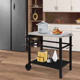 Stainless Steel Flattop Grill Cart, Movable BBQ Trolley Food Prep Cart, Multifunctional Worktable 87068651
