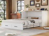 Full Size Farmhouse Murphy Cabinet Bed with Charging Station, Foldable Platform Bed with Large 56836173