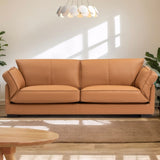 ZUN 89.76 Inch Top Genuine Leather Sofa, 3 Seater Leather Couch, Mid-Century Modern Couch for Living W2582P182428