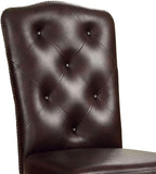 Traditional Formal Set of 2 Side Chairs Brown Cherry Solid wood Chair Padded Leatherette Tufted B01178729