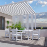 Patio Dining Chair with Armset Set of 2, Pure White with Imitation Wood Grain Wexture,HIPS Material W1209107723