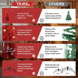 5FT Red Christmas Tree with 624 Tips Hinged Branches PVC Artificial Plant Tree Stable Metal Stand 07495040