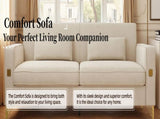 FX-P18-BEModern Beige Sofa Couch for Living Room, 85.83" Upholstered 3-Seater Sofa with Metal W57649843