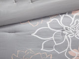 Printed Cotton Sateen Comforter Set Grey/Peach Twin/Twin XL B03597153
