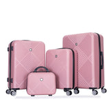 4-piece ABS lightweight suitcase, 14 inch makeup box, aircraft wheels PINK W284P149258