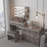 Large Makeup Vanity with Lights, Vanity Table with Charging Station, Vanity Desk with Mirror and 10 71427985