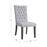 Set of 2 Gray Linen Upholstered Side Chairs, Gray Oak Finish B016P314467