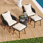 ZUN K&K 5 Pieces Patio Furniture Chair Sets, Patio Conversation Set With Wicker Cool Bar Table, WF324995AAW