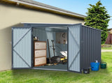 6x8FT Galvanized Steel Outdoor Storage Shed with Lockable Double Doors, Metal Lean to Shed with Free W2556P295413