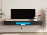 Floating TV Stand Wall Mounted with 16 Color LEDs,69" Modern TV Stand, Floating TV Cabinet W1321P300549