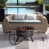 ZUN 30IN Metal Fire Pit Black 80392062