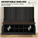 Storage Cabinet Hall Tree Entryway Bench with Coat Rack 37653115