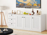 White Buffet Sideboard Cabinet, 3 Drawers & 3 Shutter Door Cabinets, Abundant Storage Space 88598121
