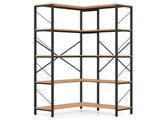 L-Shaped Corner Bookshelf, 5-Tier Industrial Open Storage Shelf with Metal Frame, X-Shaped 46623537