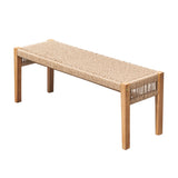 Mauricio Golden Oak Acacia Wood Mixed Strapped Rattan Garden Bench B093121192