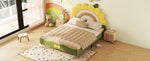 ZUN Full Size Upholstered Platform Bed with Sunflower Shaped Headboard, Green WF321480AAL