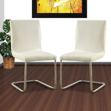 Modern Elegance White Color Leatherette 2pcs Dining Chairs Chrome Metal Legs Dining Room Side Chairs B011P178974