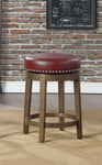 ZUN Round Swivel Counter Height Stools Set of 2, Red Faux Leather 360-degree Swivel Seat Nailhead Trim B011P201575