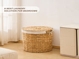145L Round Laundry Hamper with Lid, Woven Natural Water Hyacinth Laundry Hamper 04563710