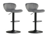 2-Pack Adjustable Height Bar Stools with 360&deg Swivel, Dutch Velvet Upholstered Bar Chai - Gray 69551069