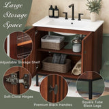 30" Vintage Bathroom Vanity with Ceramic Sink, Modern Bathroom Vanity Cabinet with 2 Soft-Close N817P245324B